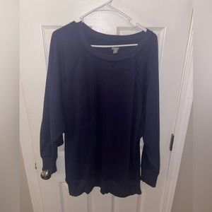 Aerie velour lined sweatshirt in navy blue.